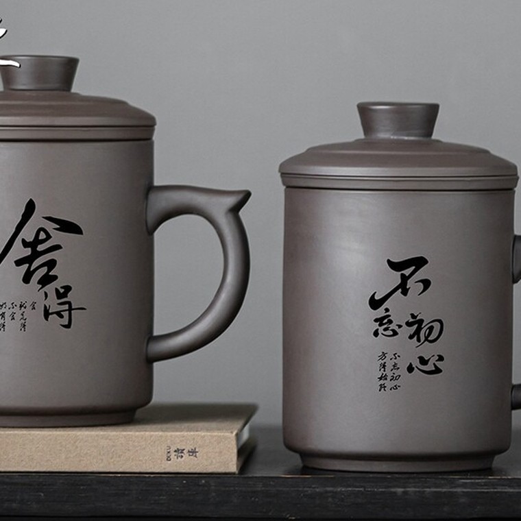紫砂带盖办公杯 细节图1